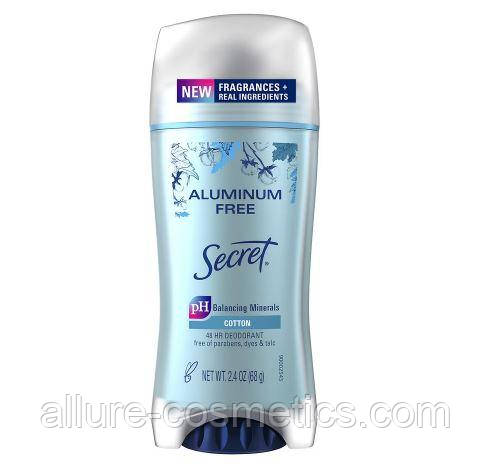 Твердий дезодорант БЕЗ АЛЮМІНІЮ Бавовна Secret Aluminum Free Deodorant Cotton