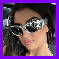 Спортивные серебряные очки Y2K зеркальные солнцезащитные очки серого цвета для вело спорта мужские и женские