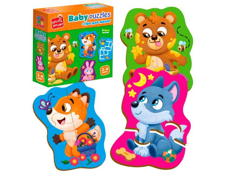 Гра розвиваюча Vladi Toys пазли картонні з грою Лісові звірі VT1722-26 (укр), фото 1