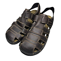 Чоловічі сандалії Inblu на липучках та низькому ходу, босоніжки із закритим носом та відкритою п'ятою шкіряна устілка 42