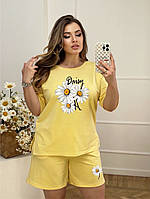 Летний стильный спортивный костюм женский футболка с шортами