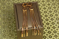 Серьги Xuping Jewelry подвески метелки Семь блестящих лучей 8,5 см золотистые
