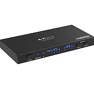 PORTTA HDMI Matrix 4x2, 4 In 2 Out 4K HDMI Matrix Switch Splitter with SPDIF Coaxial 3.5mm Audio Extractor