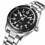 Діловий кварцовий чоловічий годинник Skmei 9232SSIBK Silver/Black-steel strap, фото 2