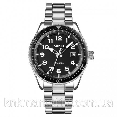 Діловий кварцовий чоловічий годинник Skmei 9232SSIBK Silver/Black-steel strap, фото 1