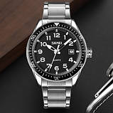 Діловий кварцовий чоловічий годинник Skmei 9232SSIBK Silver/Black-steel strap, фото 3