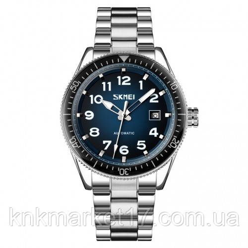 Діловий кварцовий чоловічий годинник Skmei 9232SSIBU Silver/blue-steel strap, фото 1