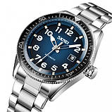 Діловий кварцовий чоловічий годинник Skmei 9232SSIBU Silver/blue-steel strap, фото 2