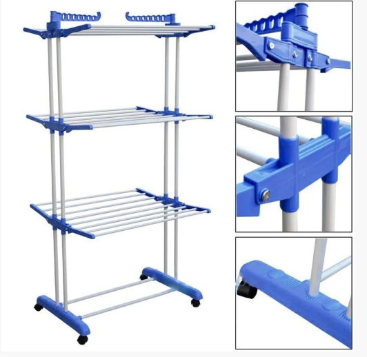 Складана стійка для одягу та білизни 3 рівні Garment Rack With Wheels K12-120 від Dreamland