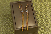 Серьги Xuping Jewelry подвески якорные метелки с камнем 6,5 см золотистые