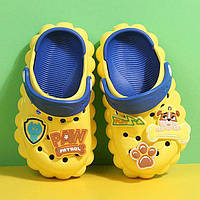 Стильные кроксы Щенячий Патруль с джибитсами для мальчика, обувь для бассейна, детские шлепки на лето Крепыш 24 р. - 15 см