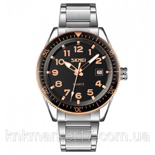Діловий кварцовий чоловічий годинник Skmei 9232SRGBK Rose Gold-Black, фото 1