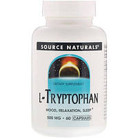 Триптофан Source Naturals L-Tryptophan 500 mg 60 Caps SNS-01984 GL, код: 7705923