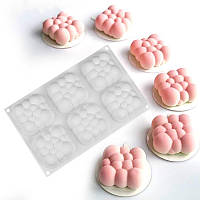 3D Cloud Cake Mold Силіконові форми Квадратні форми для бульбашок для випічки 6 порожнин Новинка