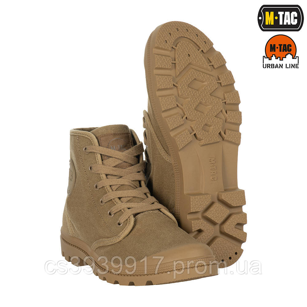 Кеди тактичні M-Tac - Canvas Coyote, зручні класичні міцні армійські черевики м-так койот для військових