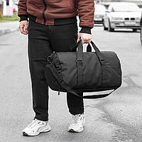 Спортивная мужская сумка для спортзала тканевая черная дорожная вместительная