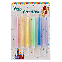 Набір свічок для торта "Райдуга", 13 см (набір 6 свічок).