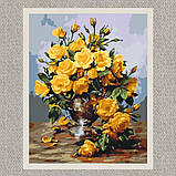 Картина за номерами Жовті троянди в вазі 40*50 см Орігамі LW 3014, фото 7