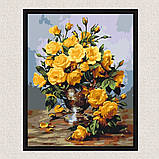 Картина за номерами Жовті троянди в вазі 40*50 см Орігамі LW 3014, фото 8