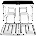 Чорний складний стіл для пікніка з 4 стільцями Folding Table, Стіл переносний, розміром 120см х 60см., фото 2