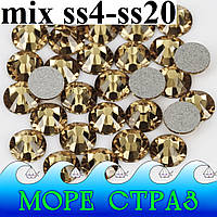 Стразы без клея Lt.C.Topaz mix ss4-ss20 уп.=1440шт. ювелирное стекло премиум мікс сс4-сс20