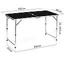 Чорний складний стіл для пікніка з 4 стільцями Folding Table, Стіл переносний, розміром 120см х 60см., фото 3