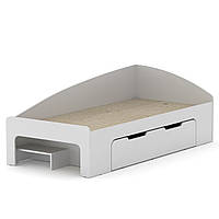 Односпальная кровать с ящиком Компанит-90+1 альба (белый) FE, код: 6541192