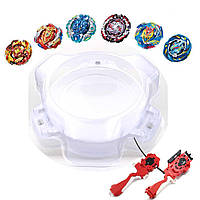 Набор бейблейдов 6 шт с ареной (Beyblade Mega Cho-z Set) B127, B128, B128-2 B129, B130, B131 и запусками