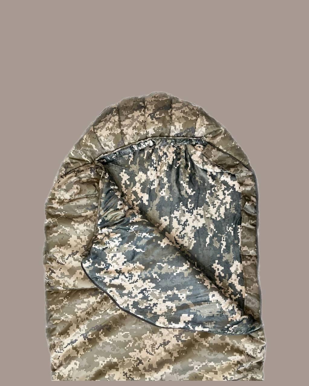 Зимний тактический спальник - одеяло пиксель / Спальник для ВСУ с капюшоном до -18 - фото 3 - id-p2190506752