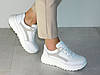 Кросівки шкіряні жіночі стильні білі з бежевим, фото 2