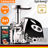 Мясорубка многофункциональная Rainberg 3800W Электромясорубка с реверсом Мясорубка мощная с насадками