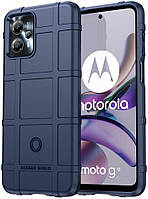 Противоударный чехол бампер Shield для Motorola G23 синий резиновый