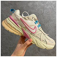 Женские кроссовки Nike V2K Runtekk Run Beige Pink Blue, бежевые кроссовки найк V2K рантек