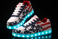 Светящиеся кроссовки Ledcross с LED подсветкой на шнурках Amerikan style