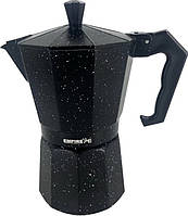 Кофеварка гейзерная алюминиевая Empire Делюкс EM-6602 200 мл 4 чашки черная