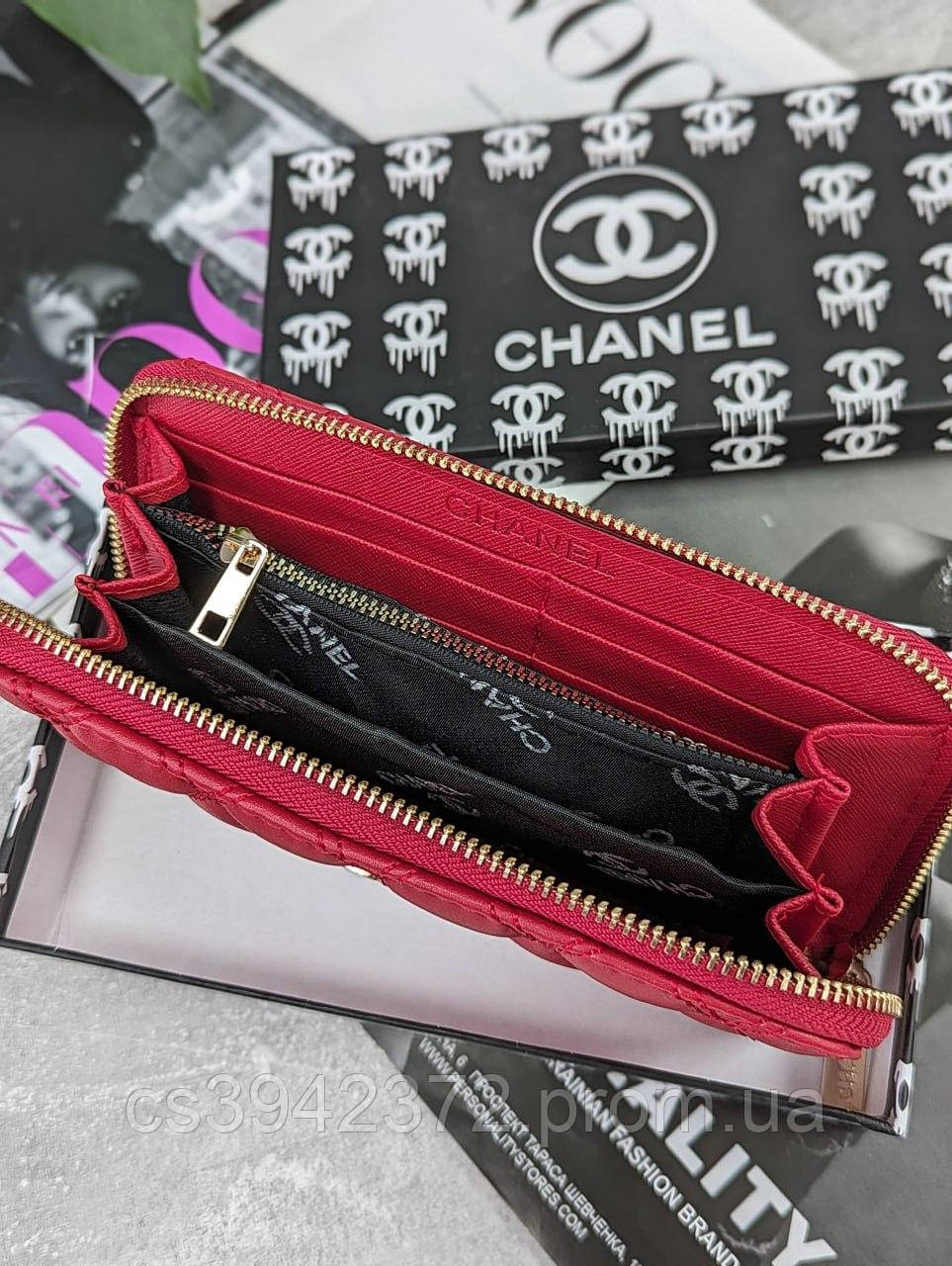 Женский кошелек Chanel, кошелек стеганый на молнии Chanel в фирменной коробке - фото 6 - id-p2190545322