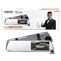Відеореєстратор Дзеркало DVR C11 Сенсорний екран 4,3" (Full HD) Антиблик метал корпус, 2 камери