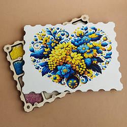 Дерев'яний органайзер для бісеру з кришкою на 20 комірок з кольоровим друком (060529)