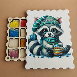 Дерев'яний органайзер для бісеру з кришкою на 20 комірок з кольоровим друком (060526)