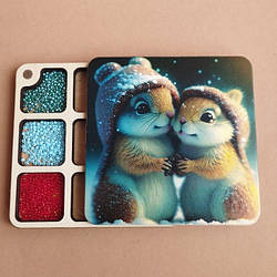 Квадратний міні органайзер для бісеру Коробушка з кольоровим друком (060512)