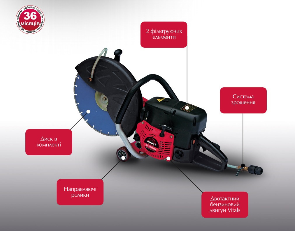 Профессиональный бензориз по бетону и асфальту (бетонорез бензиновый) Vitals Master BG 7235wp BG - фото 7 - id-p2190567043