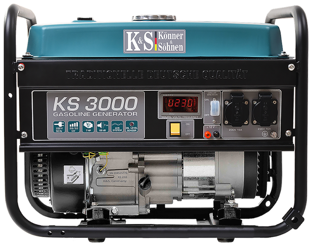 Профессиональный бензиновый генератор (электрогенератор) Konner&Sohnen KS 3000 : 2.6/3.0 кВт VM - фото 2 - id-p2190570905