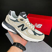 Женские кроссовки New Balance 990 замшевые стильные молодежные бежевые