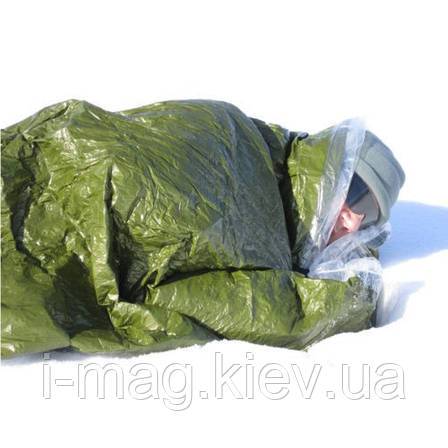 Cпальный термо мешок  тепловой спасательный спальник на основе майлара, фото 2