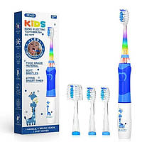 Звуковая детская зубная щетка с насадками 4 шт LED подсветкой и умным таймером Urbanclean синяя