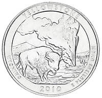 США 25 центов (квотер) 2010 P «Национальные парки - Йелоустоун (2-й парк )» UNC (KM#470)