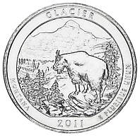 США 25 центов (квотер) 2011 P «Национальные парки - Гласьер (7-й парк )» UNC (KM#495)