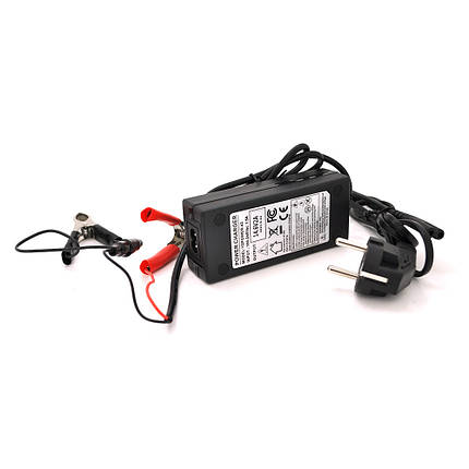 Зарядний пристрій для акумуляторів Merlion LiFePO4 12V (14,6V) -2A-24W + крокоділи, OEM, Q70, фото 1