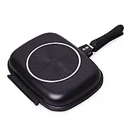 Сковорода-гриль подвійна з антипригарним покриттям Double grill PAN Сковорода для кухні 32 см, фото 3