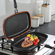 Сковорода-гриль подвійна з антипригарним покриттям Double grill PAN Сковорода для кухні 32 см, фото 4